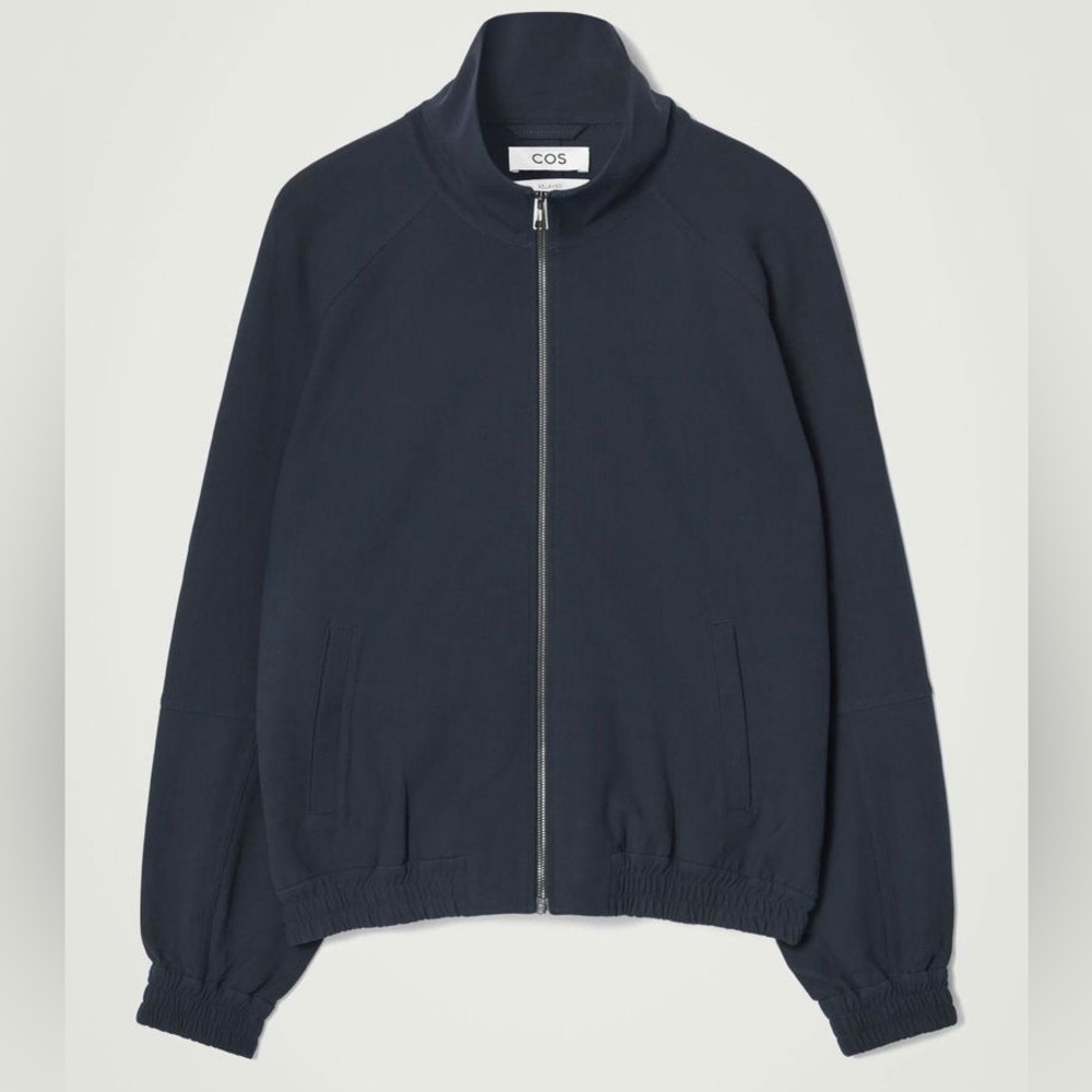 COS Funnel Neck Navy Zip-Up Jacket Sweater